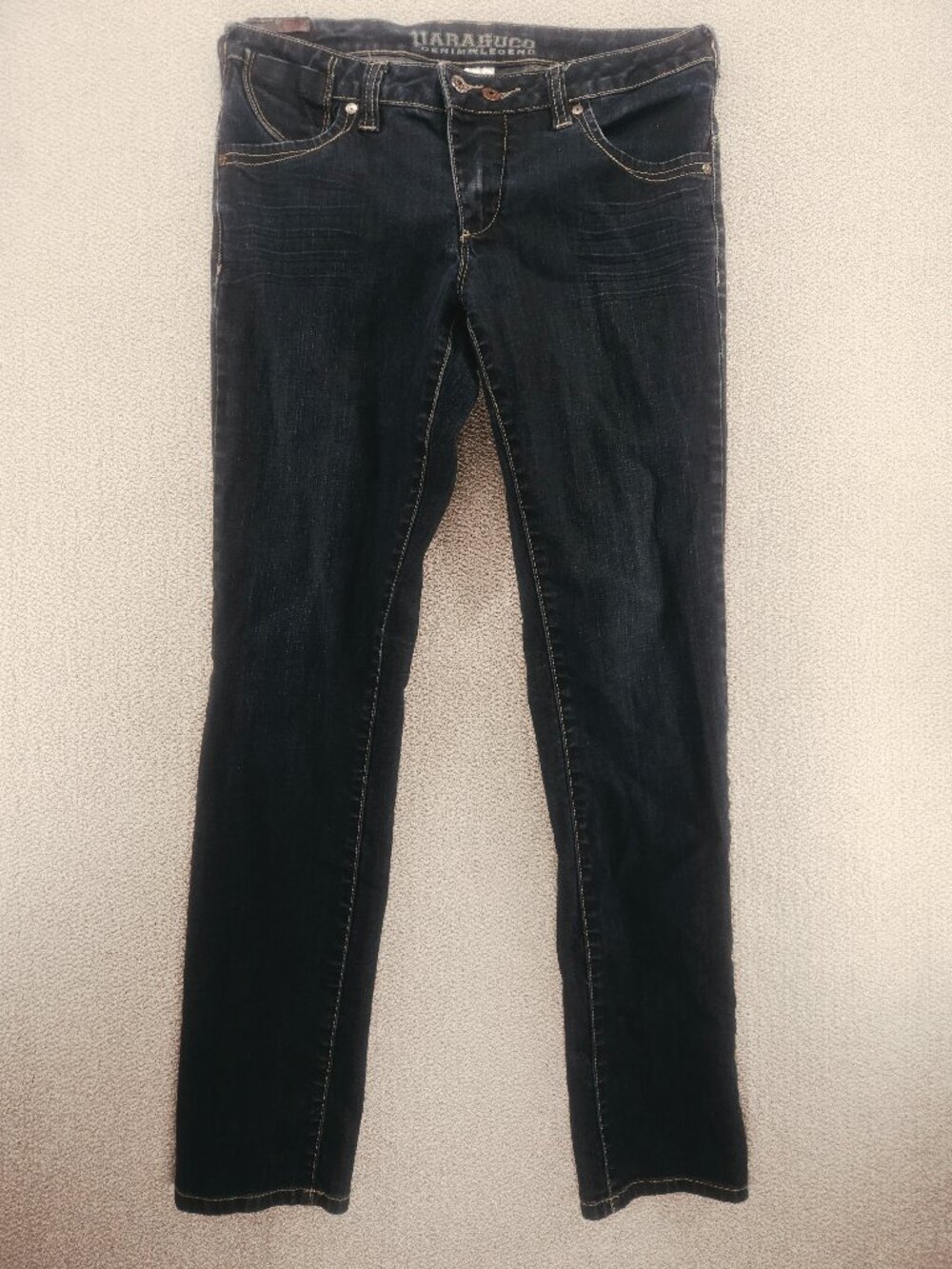 Vintage Parasuco Y2K Dark Wash Jeans Lightning Bolt Stitch Back Pocket